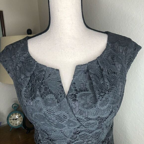 Adrianna Papell Gray Lace Sheath Dress - Picture 4 of 15